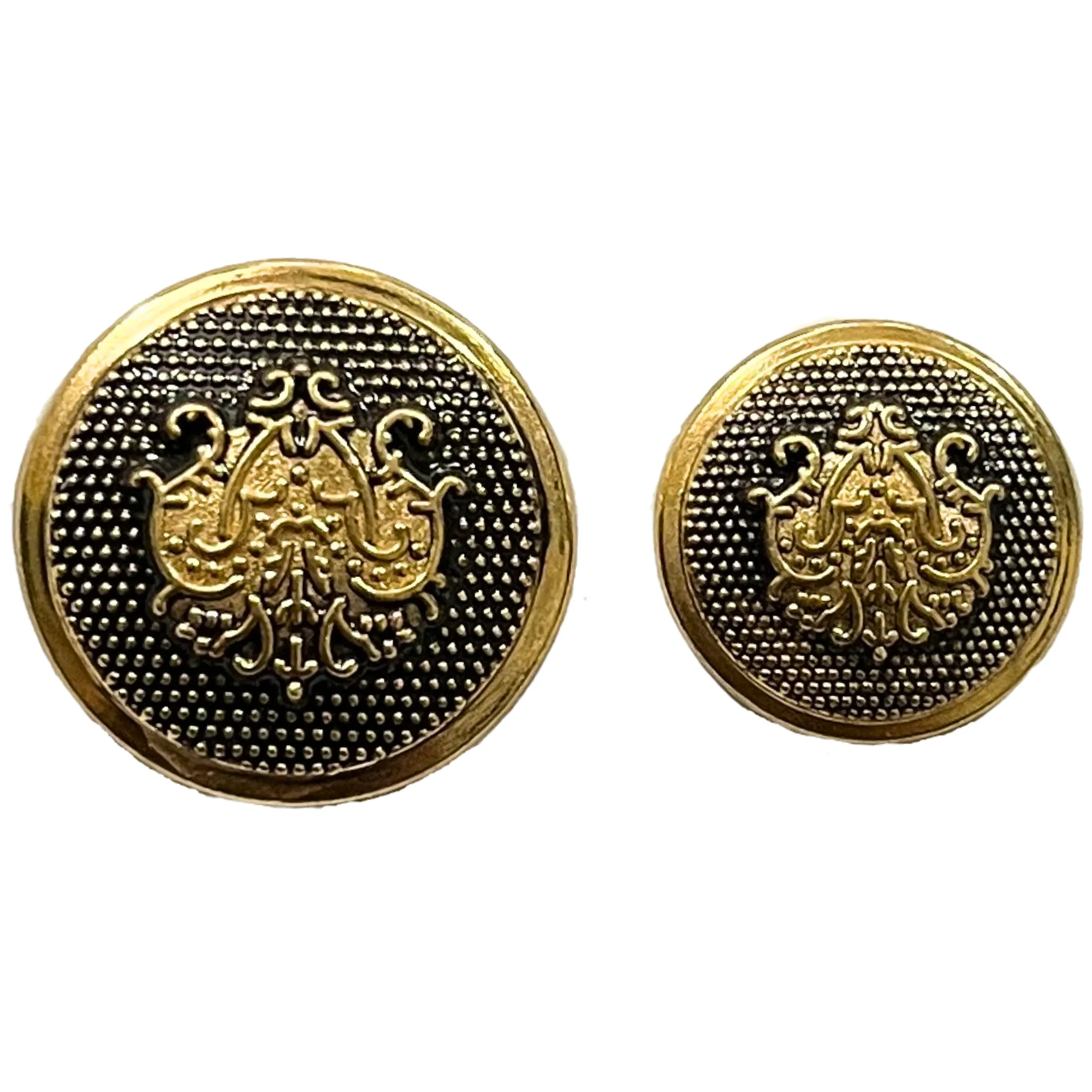 Black & Golden Color King & Queen Singhasan Designer Round 1 Hole Metal Buttons