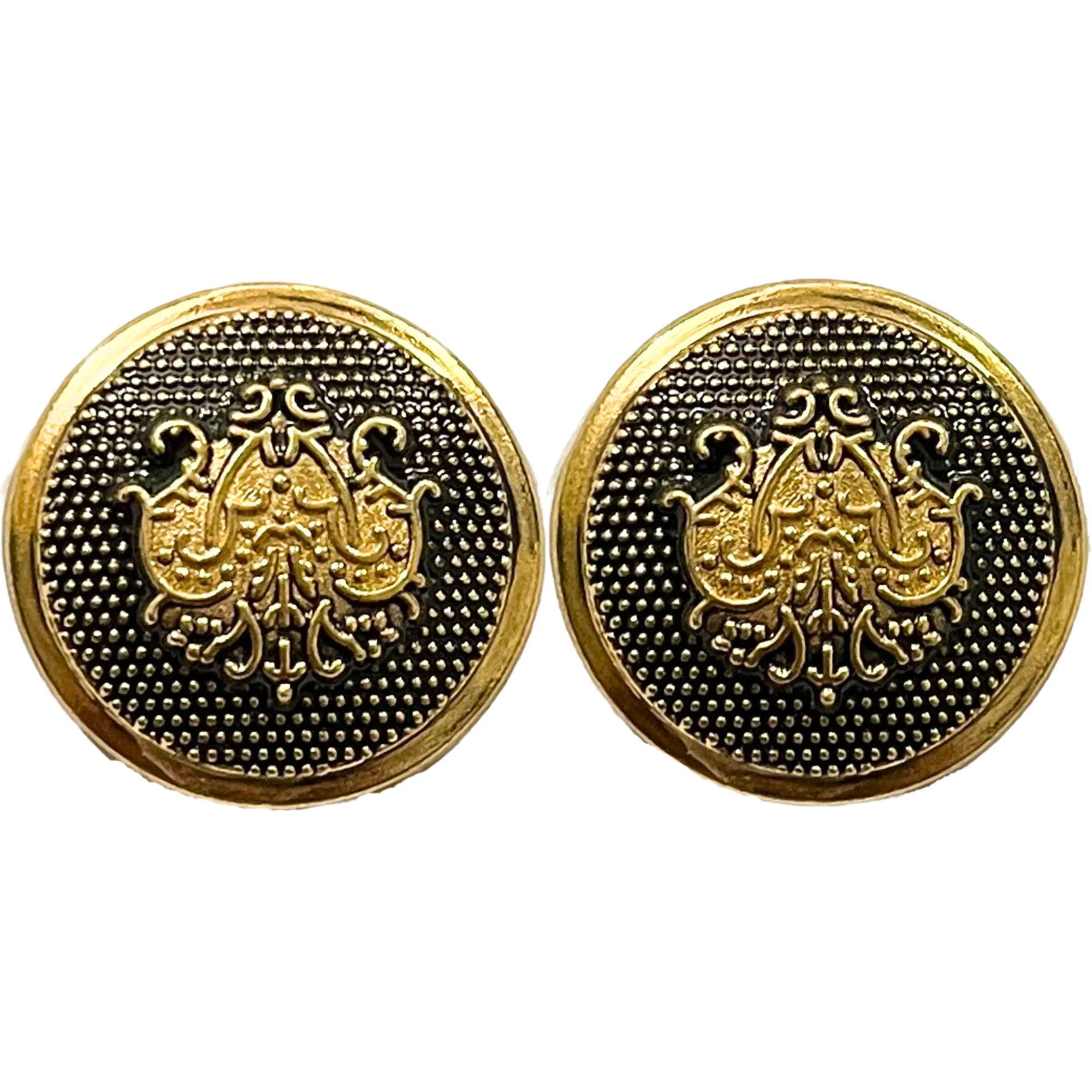 Black & Golden Color King & Queen Singhasan Designer Round 1 Hole Metal Buttons