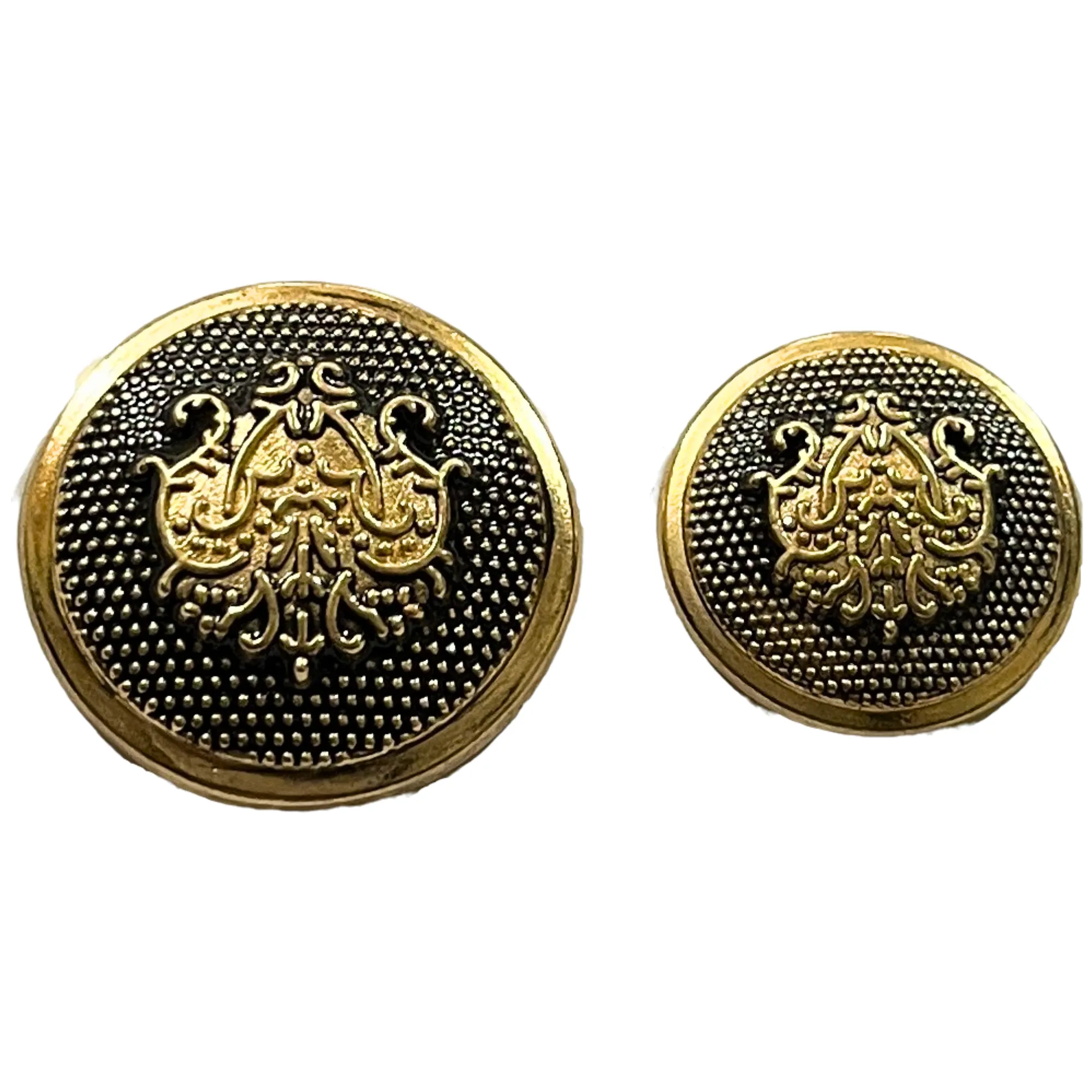 Black & Golden Color King & Queen Singhasan Designer Round 1 Hole Metal Buttons