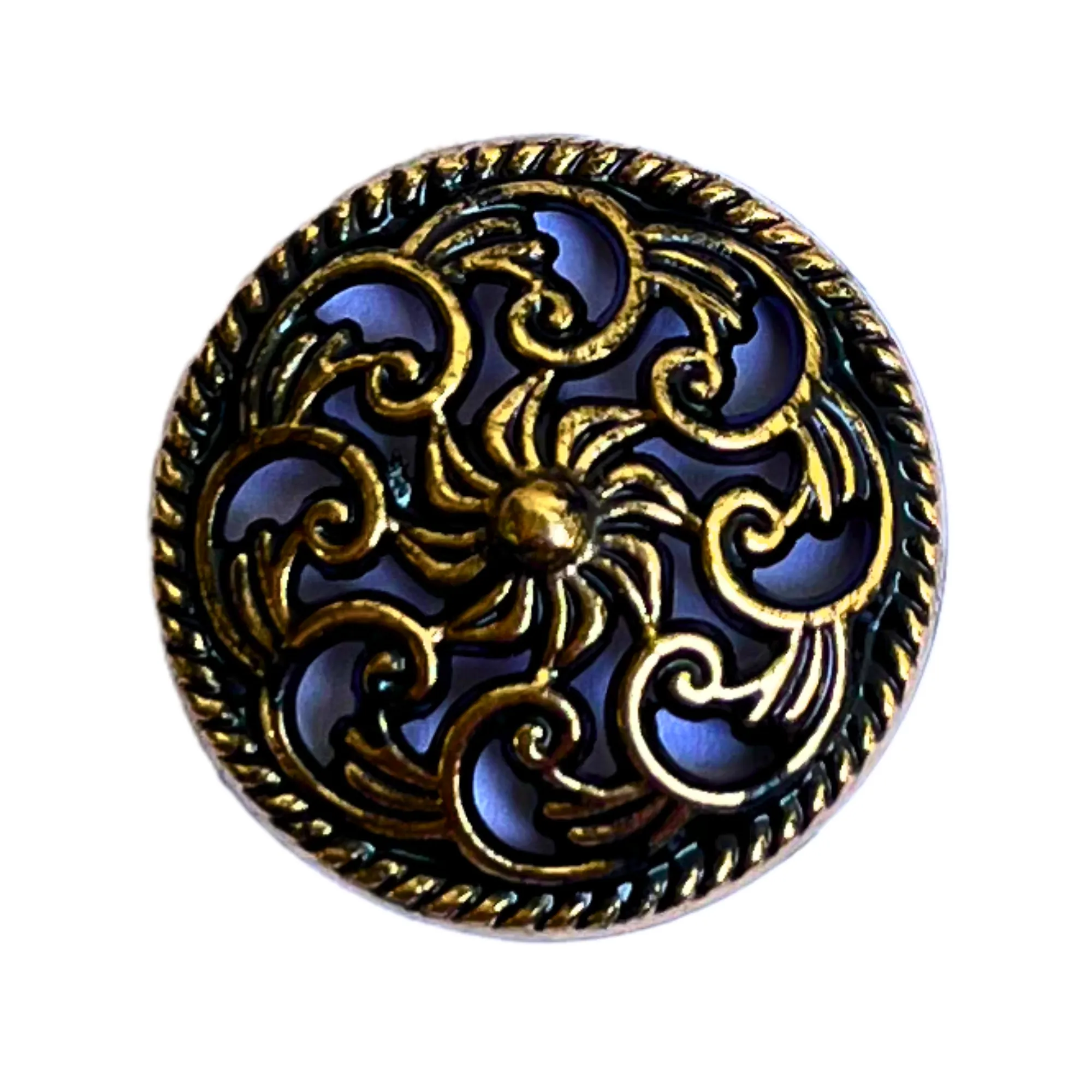 Black & Golden Elegant Traditional Designer Round 1 Hole Metal Buttons