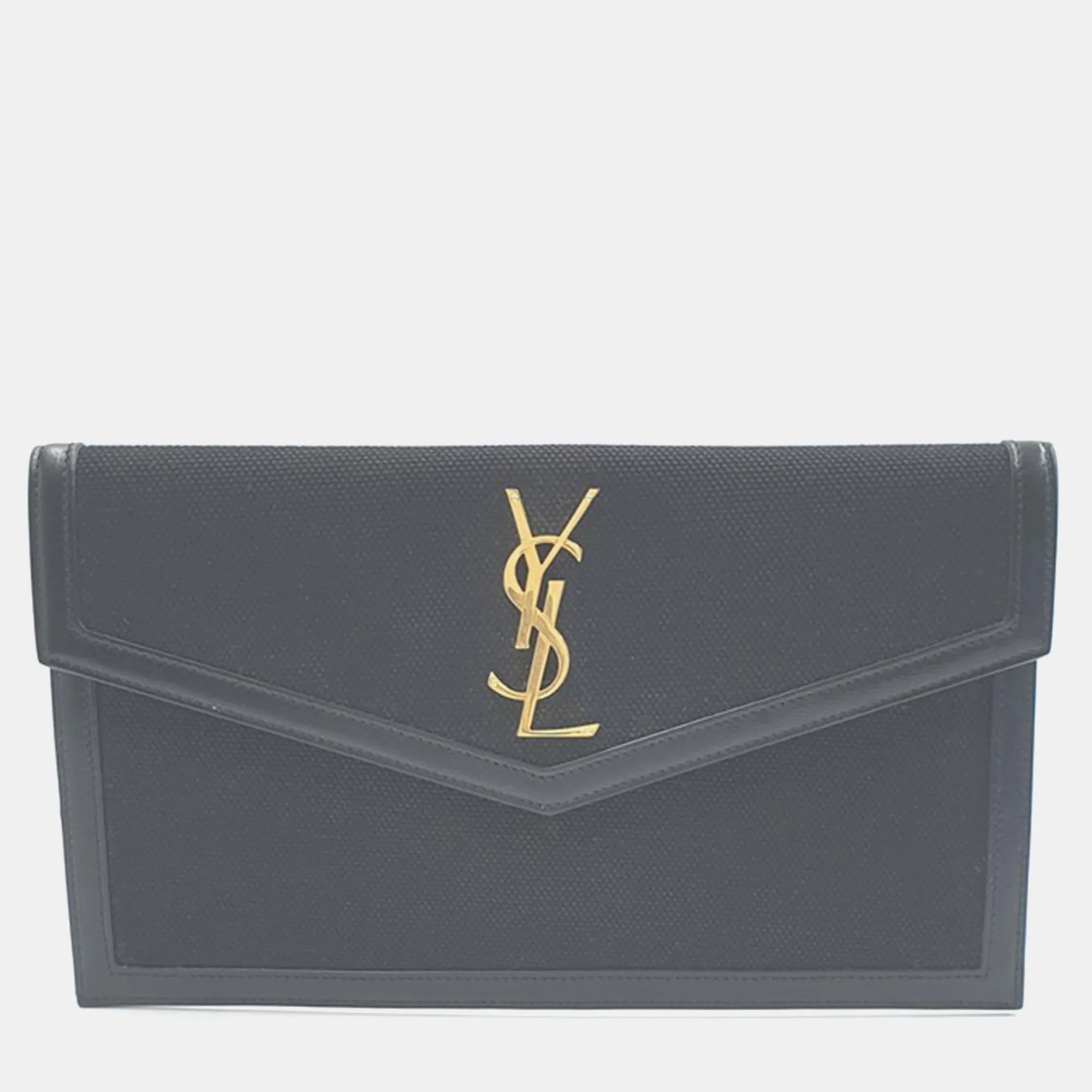 Black Fabric/Leather Uptown Clutch Bag
