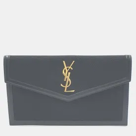 Black Fabric/Leather Uptown Clutch Bag