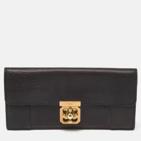 Black Leather Elsie Continental Wallet