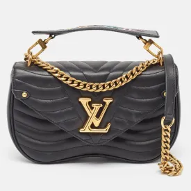 Black Quilted Leather New Wave Chain MM Bag