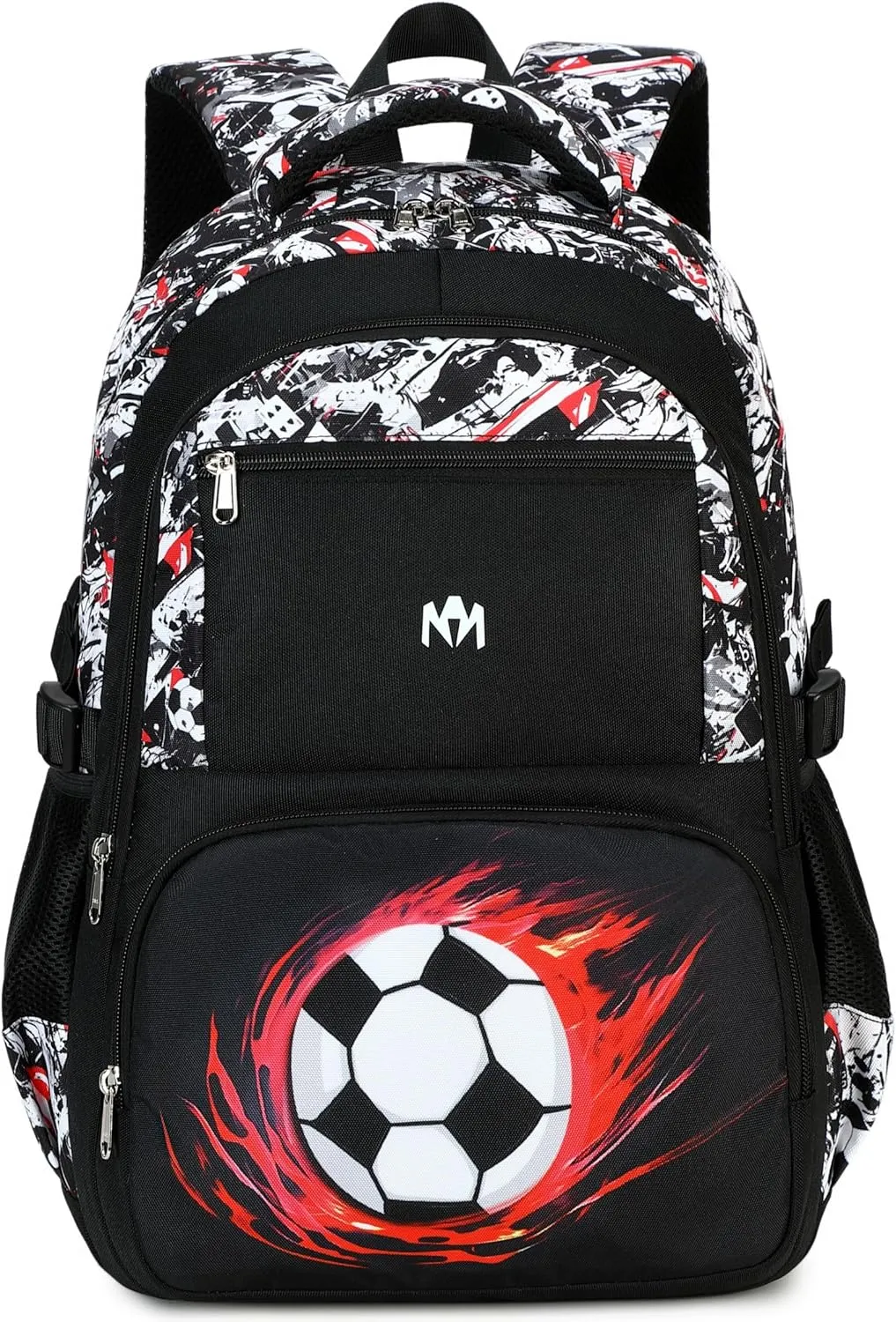 Bluboon Kids Backpack Boys Camo Bookbag Teens Elementary School Bag Daypack Travel Back Pack Middle school (Black White and Red Graffiti)