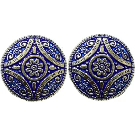 Blue & Silver Color Attractive Regal Traditional 1 Hole Round Metal Buttons