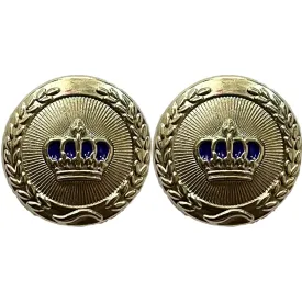 Blue & Silver King and Queen Crown Design Round 1 Hole Metal Buttons