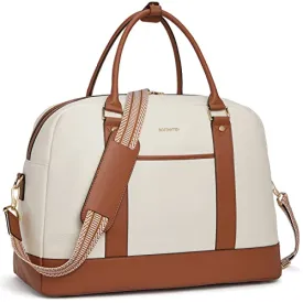 BOSTANTEN Weekender Bags for Women Leather Travel Duffel Overnight Bag Large Duffle with Shoe Compartment &Trolley Sleeve