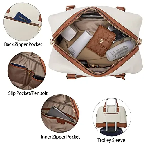BOSTANTEN Weekender Bags for Women Leather Travel Duffel Overnight Bag Large Duffle with Shoe Compartment &Trolley Sleeve