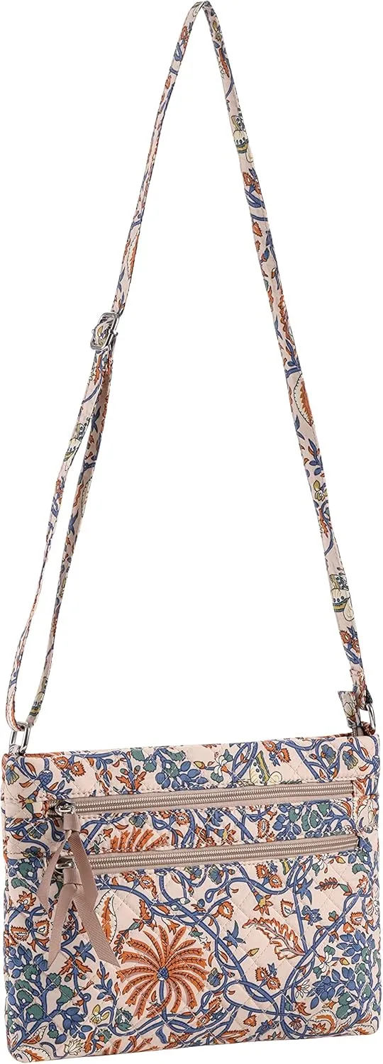 Brentano Cotton quilted Multi-zipper crossbody purse