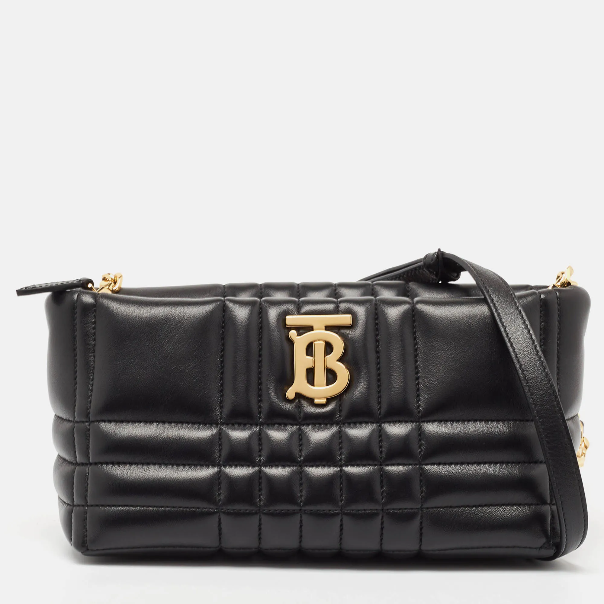BURBERRY Black Quilted Leather Small Lola Zip Shoulder Bag