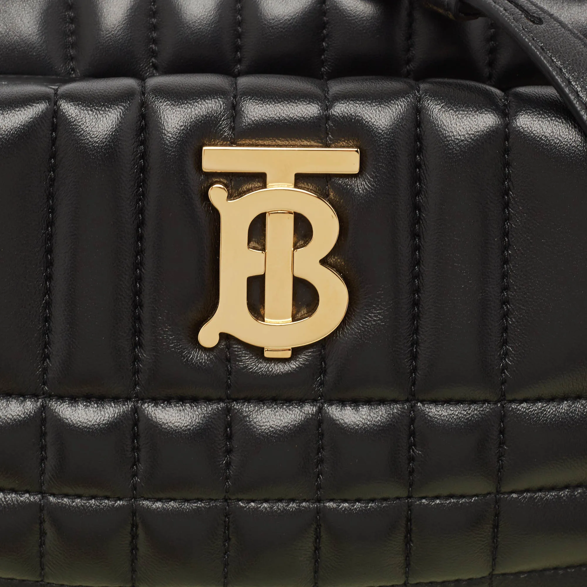 BURBERRY Black Quilted Leather Small Lola Zip Shoulder Bag