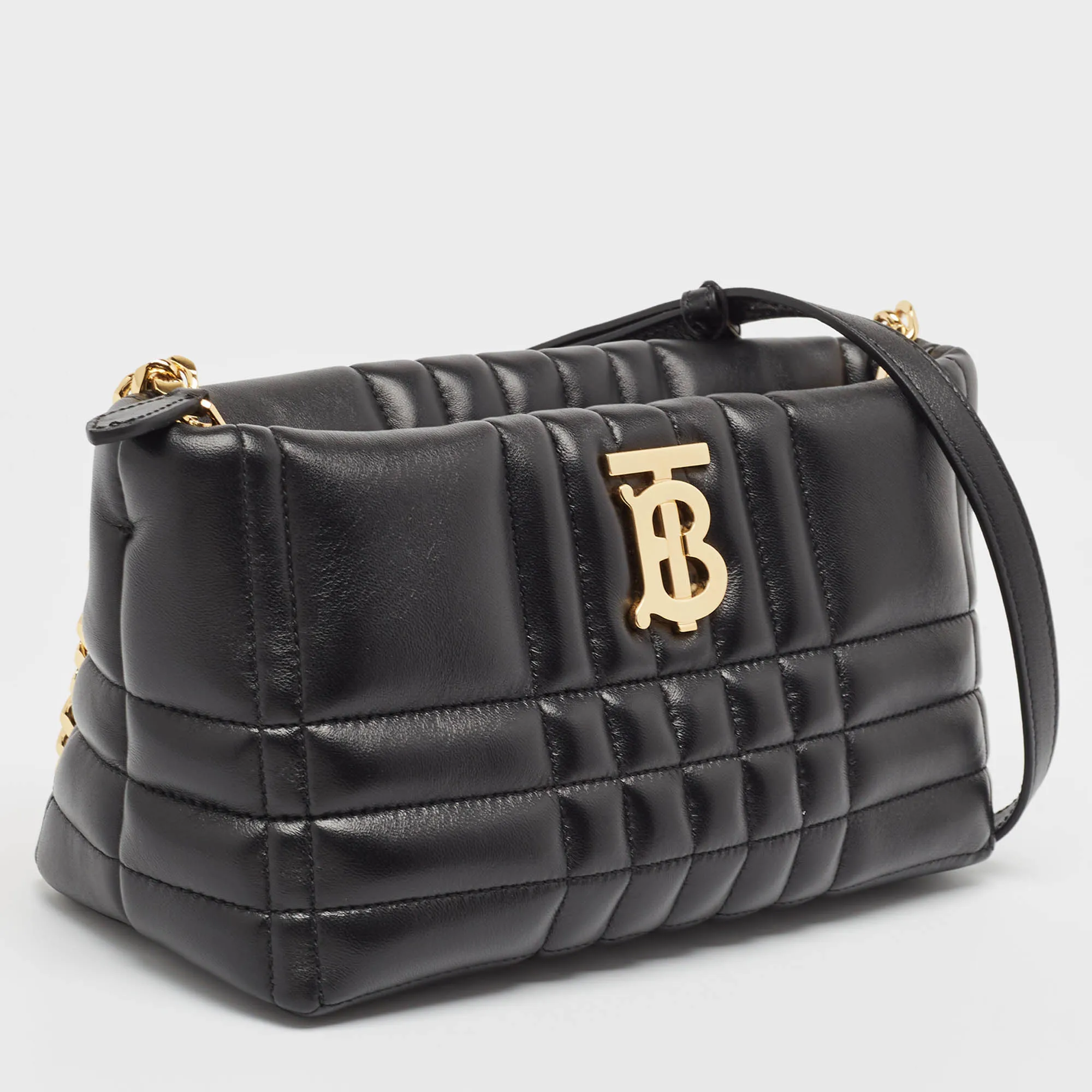 BURBERRY Black Quilted Leather Small Lola Zip Shoulder Bag