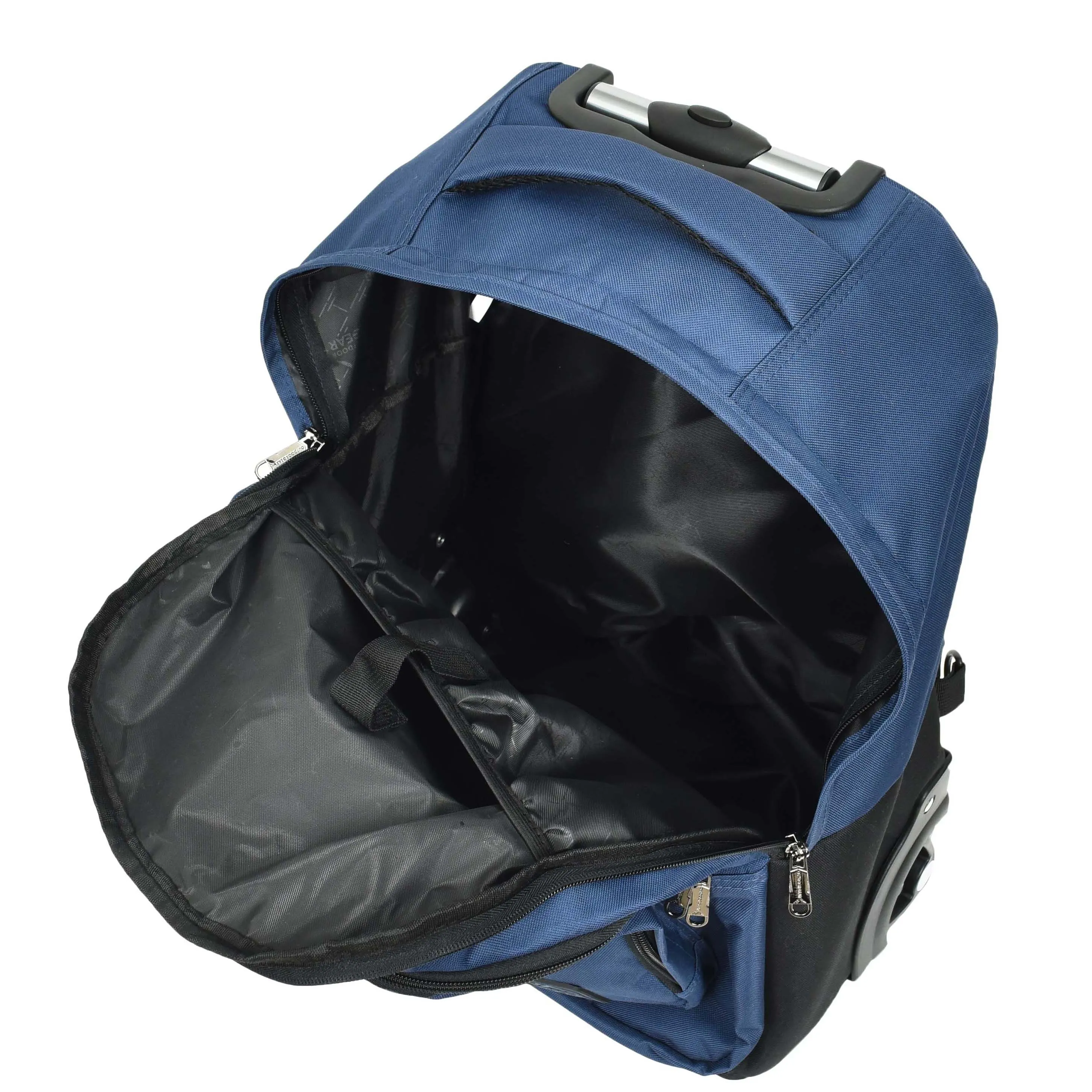 Cabin Size Backpack Wheels Hiking Trekking Telescopic Handle Vulcan Navy