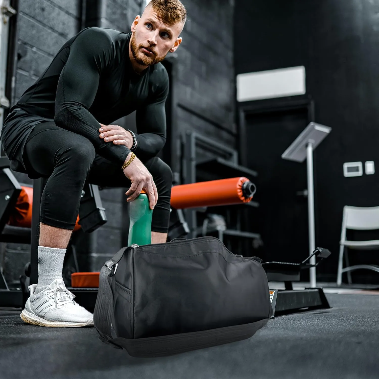 C&F BOGMOST Small Travel Duffel Bag Foldable Waterproof Gym Bag for Gym Beach Swim Bag Men Women Duffle Bags Lightweight Oxford Cloth Sports Bags -Black