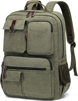 CAMTOP School Backpack Vintage Canvas Laptop Backpacks Men Women Rucksack Bookbags