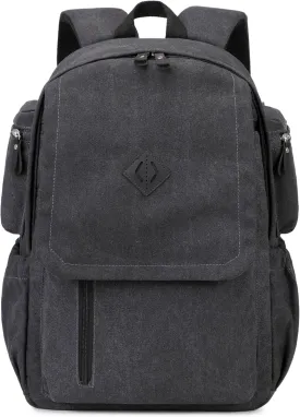 Canvas Backpack for Men Women Laptop Bag 15.6 inch Vintage Rucksack Casual Travel Daypack Large Durable Knapsack College Tote Satchel Anti Theft Bookbag for Teens Girls Boys Hiking Sports Black