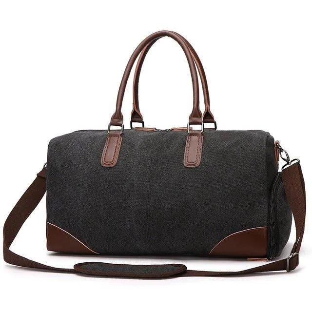 Canvas Duffel Leather Carry On Bag