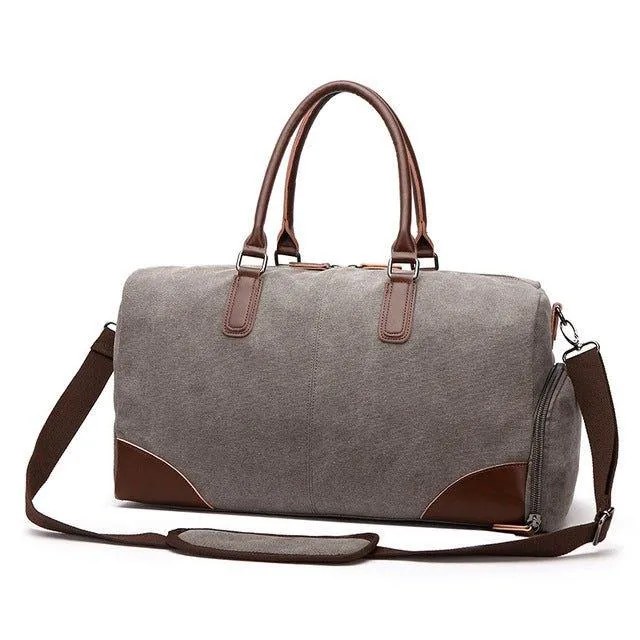 Canvas Duffel Leather Carry On Bag