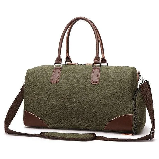 Canvas Duffel Leather Carry On Bag