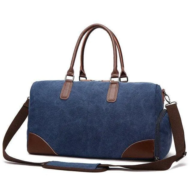 Canvas Duffel Leather Carry On Bag
