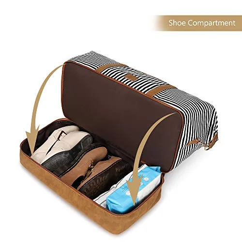 Canvas Duffel Weekender Bag with Shoe Compartment