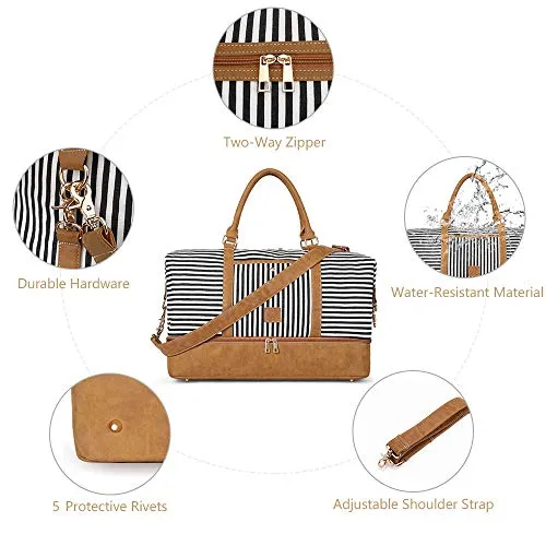 Canvas Duffel Weekender Bag with Shoe Compartment