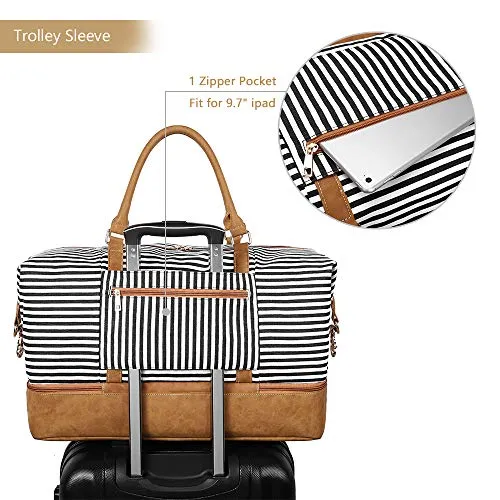 Canvas Duffel Weekender Bag with Shoe Compartment