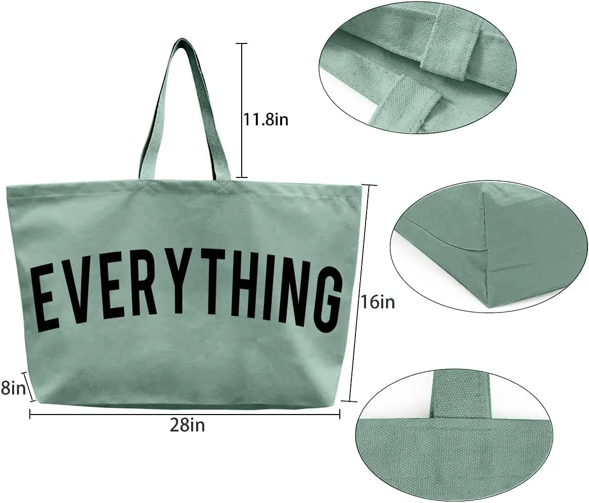 Canvas Tote Bag - Extra Large Shopping Beach Totes Bags Reusable Big Grocery Bag 28" x 8" x 16"
