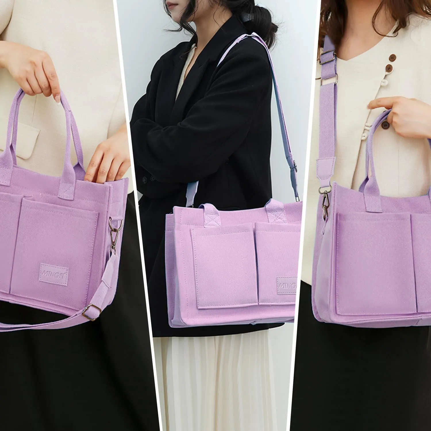 Canvas Tote Bag for Women,Large Totes Bags with Pockets,Womens Crossbody Purse Handbags for Travel Work Gift,2 Sizes
