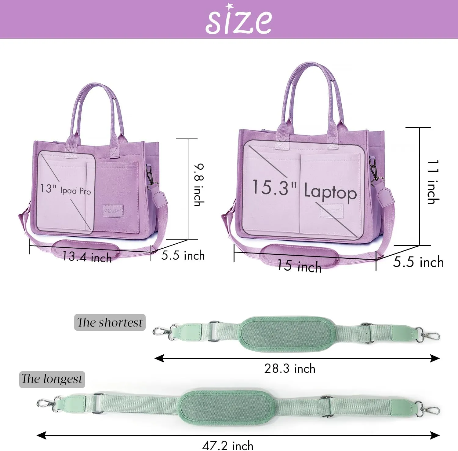 Canvas Tote Bag for Women,Large Totes Bags with Pockets,Womens Crossbody Purse Handbags for Travel Work Gift,2 Sizes