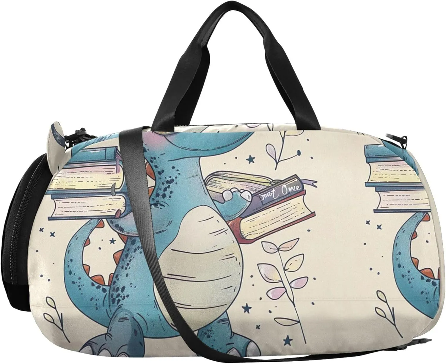 Carry on Duffel for Boys Cute Blue Dinosaur Glasses Overnight Weekender Duffel Girls Tote Duffle Bags Travel Gym Kids Luggage