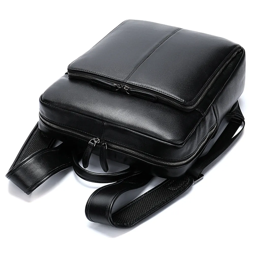 Casual Leather Backpacks for Men and Women – Large 20L Capacity with Zipper Closure.