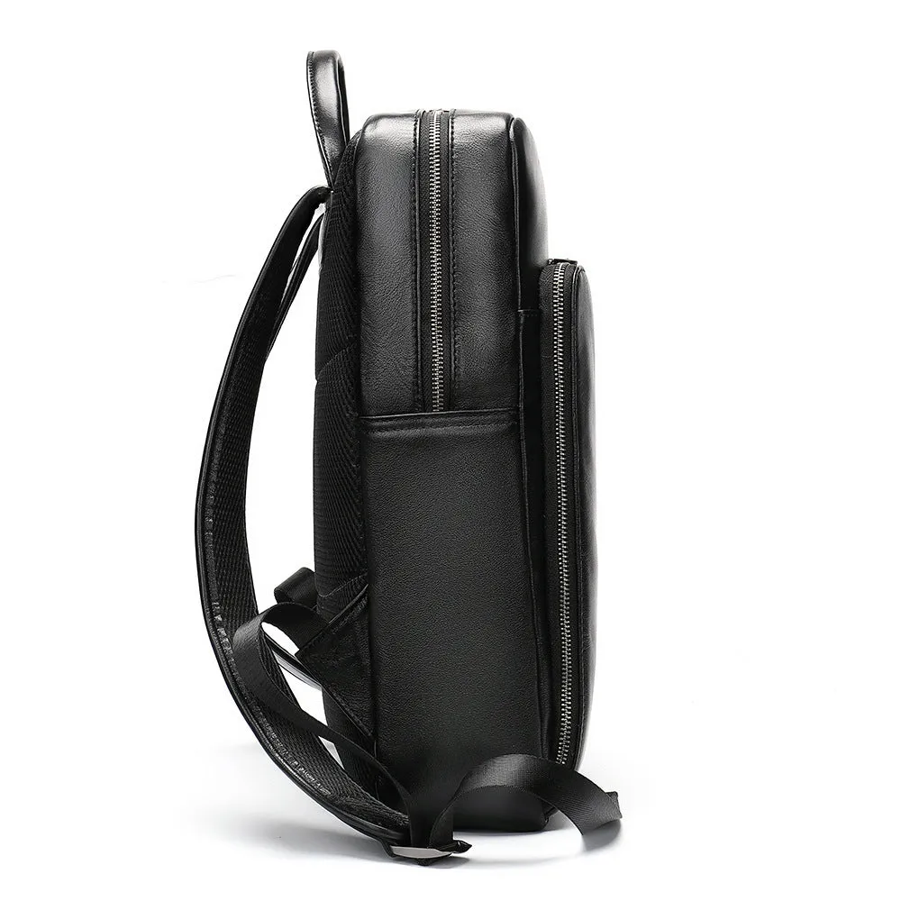 Casual Leather Backpacks for Men and Women – Large 20L Capacity with Zipper Closure.