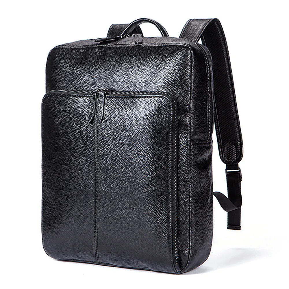 Casual Leather Backpacks for Men and Women – Large 20L Capacity with Zipper Closure.