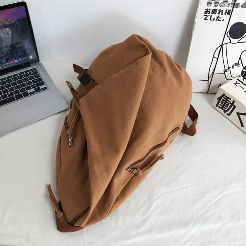 Casual solid color canvas backpack