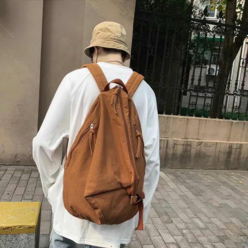 Casual solid color canvas backpack
