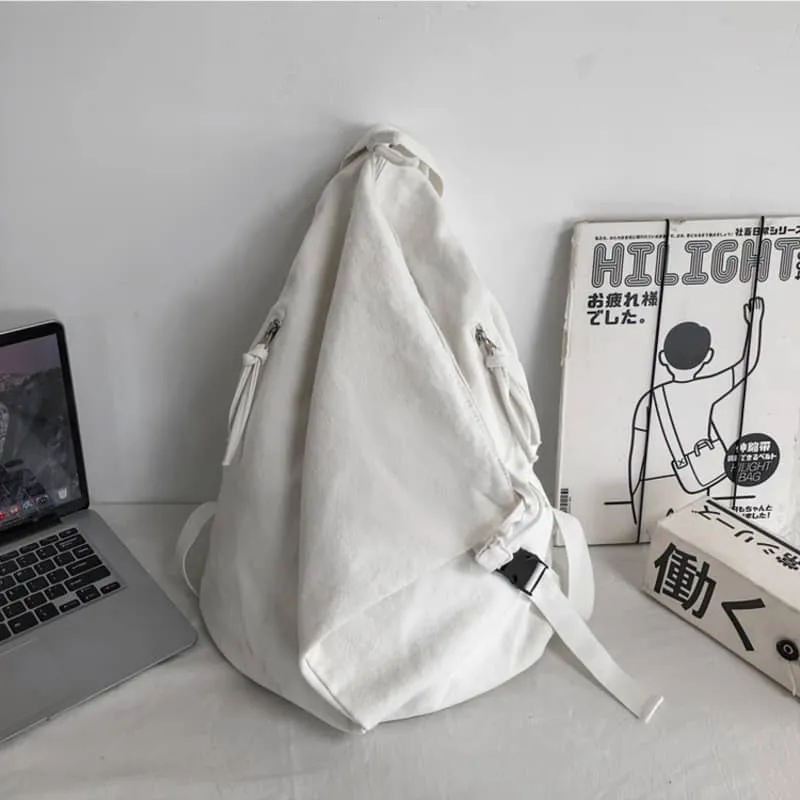 Casual solid color canvas backpack