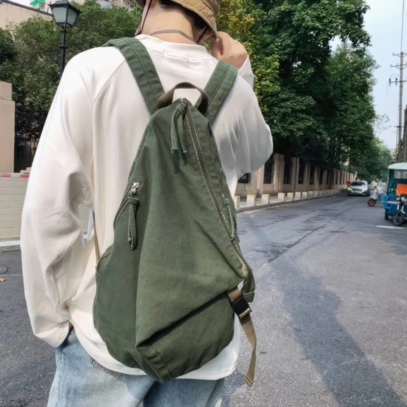 Casual solid color canvas backpack