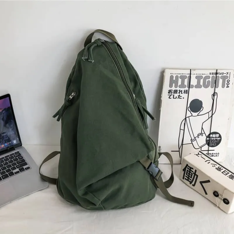 Casual solid color canvas backpack