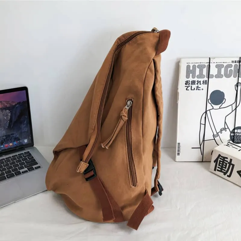 Casual solid color canvas backpack
