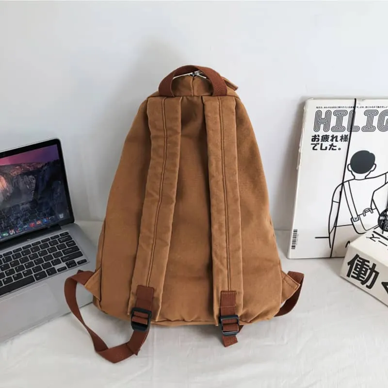 Casual solid color canvas backpack