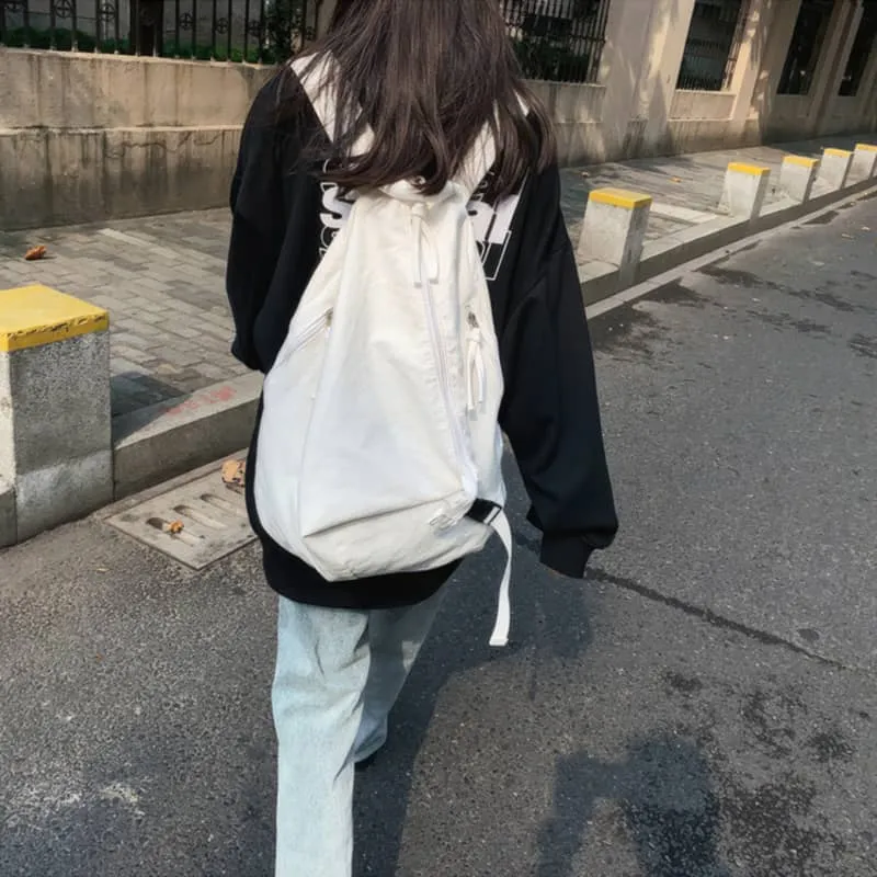 Casual solid color canvas backpack