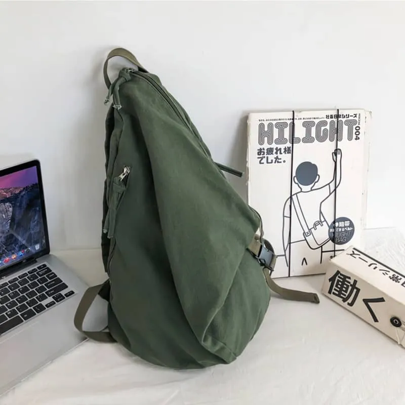 Casual solid color canvas backpack