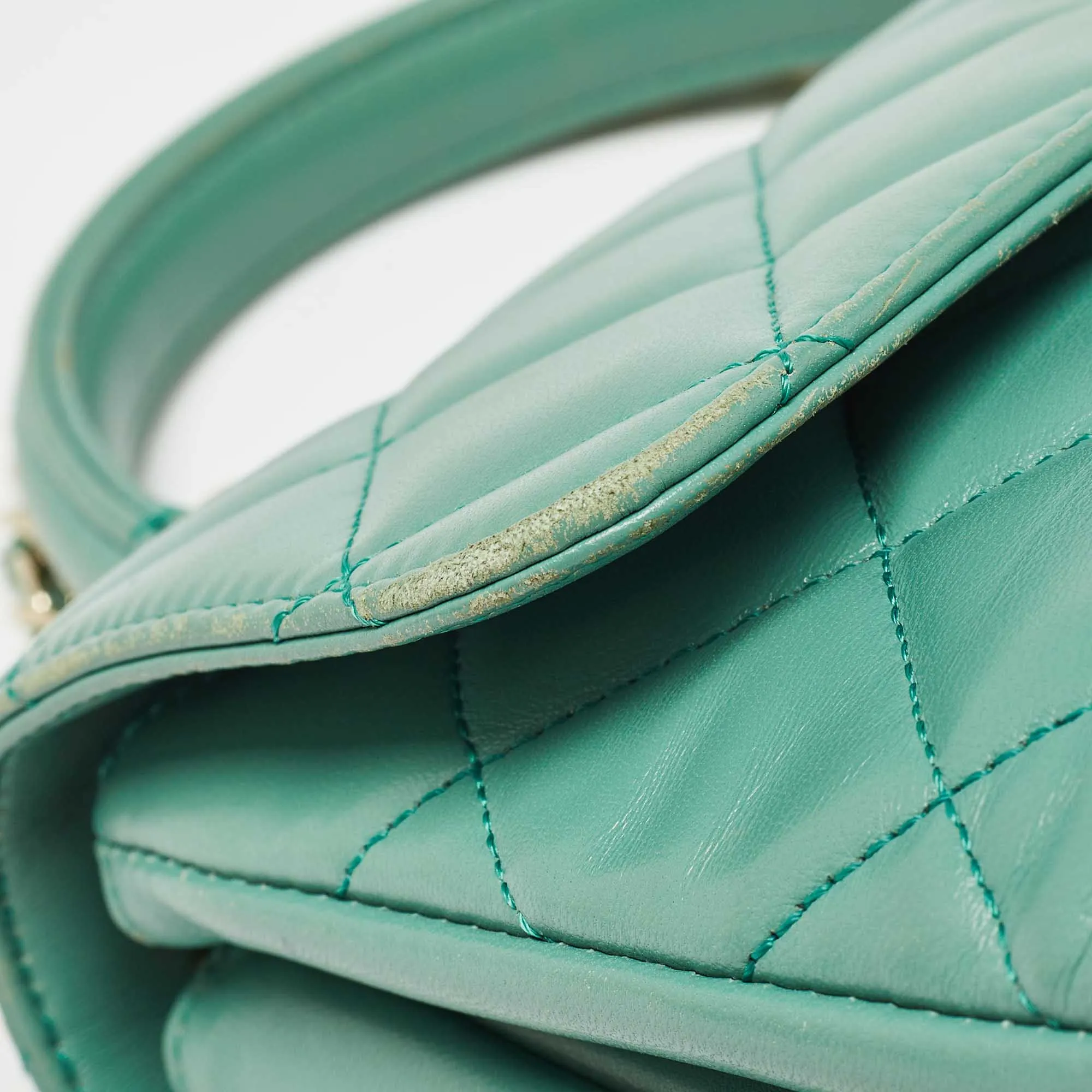 CHANEL Aqua Green Quilted Leather Small Trendy CC Flap Bag