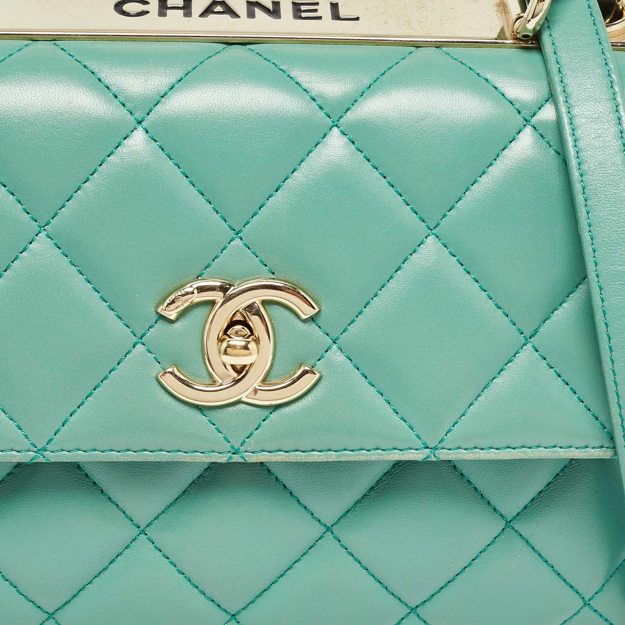 CHANEL Aqua Green Quilted Leather Small Trendy CC Flap Bag