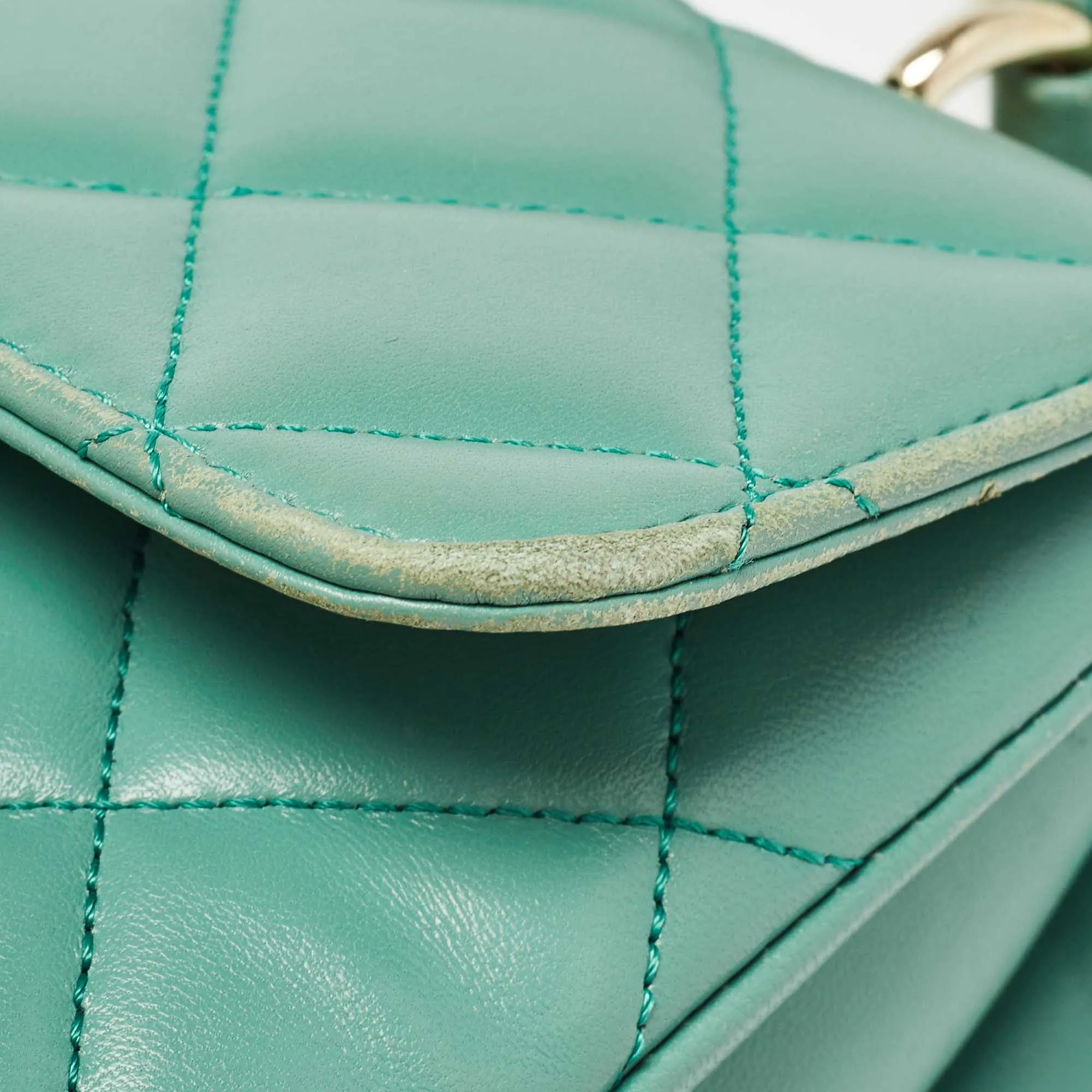 CHANEL Aqua Green Quilted Leather Small Trendy CC Flap Bag