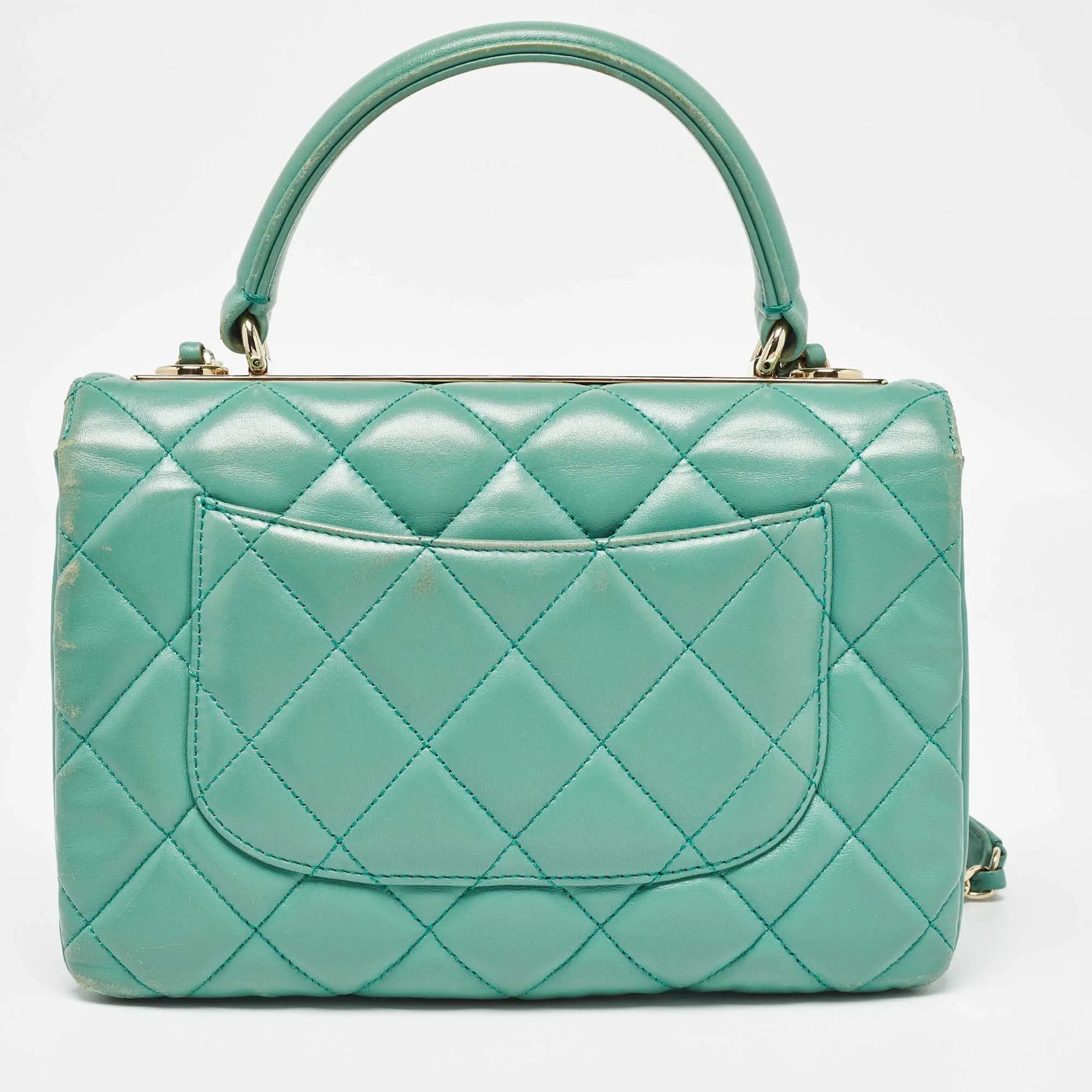 CHANEL Aqua Green Quilted Leather Small Trendy CC Flap Bag