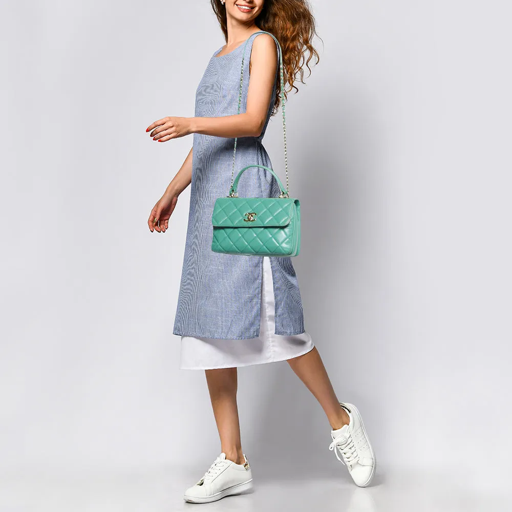 CHANEL Aqua Green Quilted Leather Small Trendy CC Flap Bag
