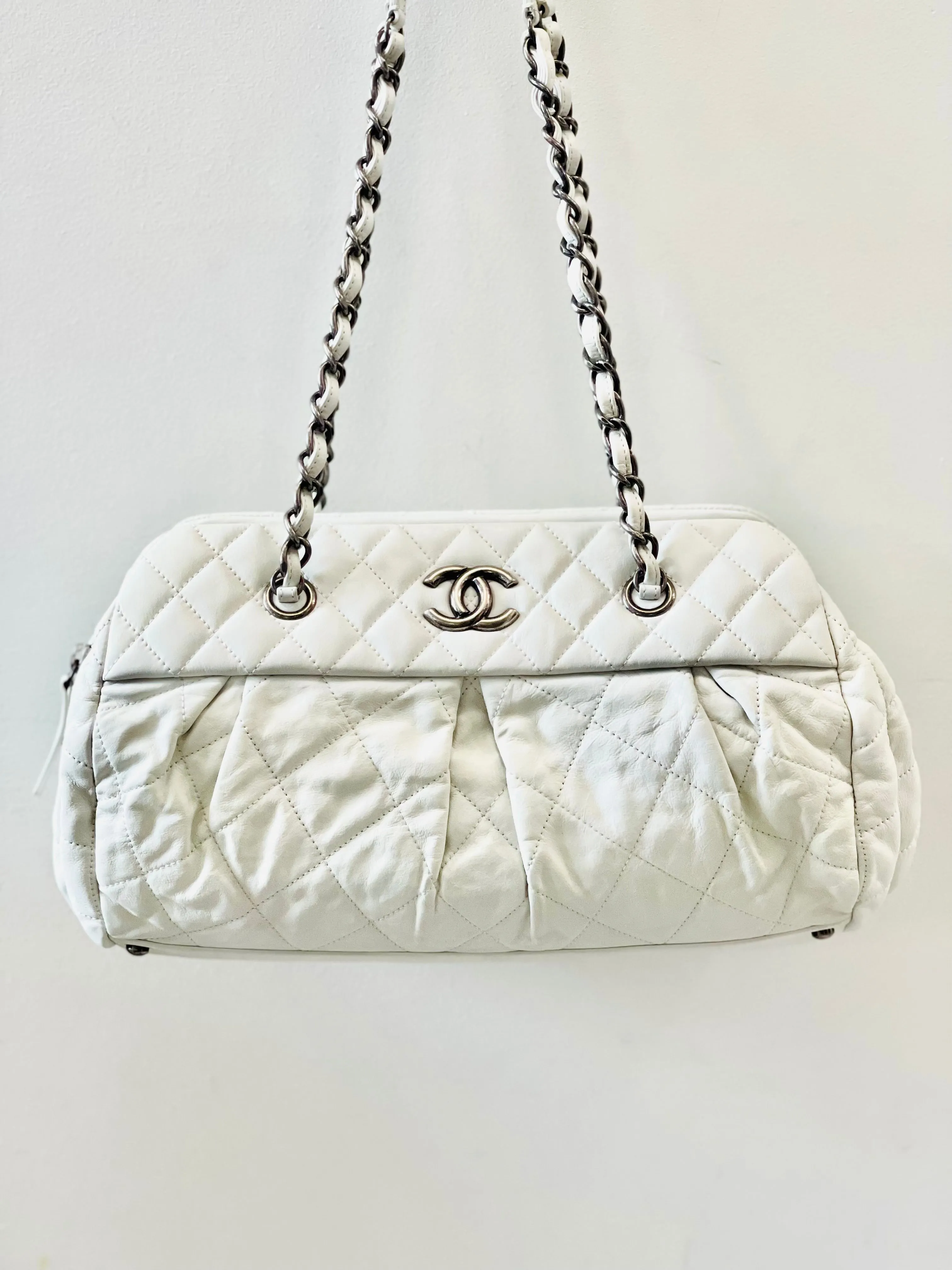 CHANEL Iridescent Quilted Calfskin Medium Bowler Bag